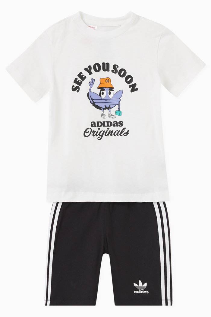 

Trefoil T-shirt & Shorts Set in Cotton, White