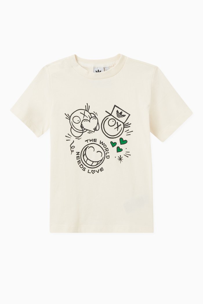 Smiley Face T-shirt in Organic Cotton, Pink
