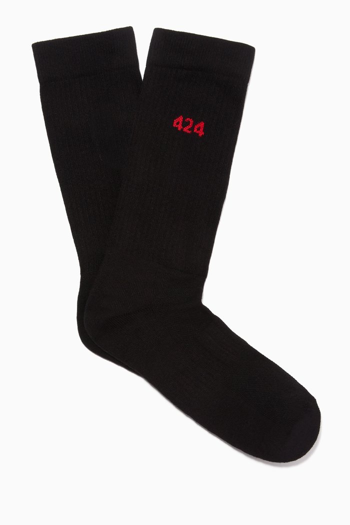 

Logo Crew Socks in Cotton, Black