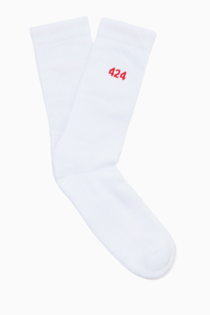 

Logo Crew Socks in Cotton, White