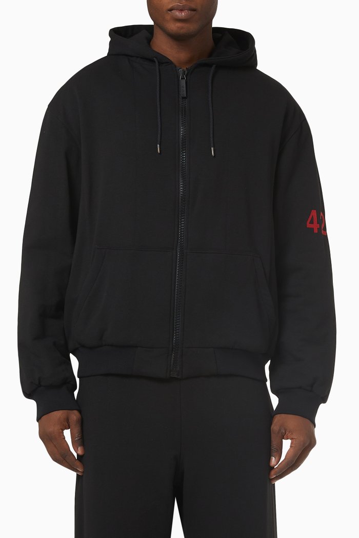 

Zip Hoodie in Jersey, Black