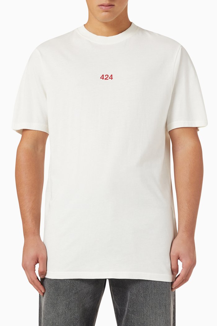 

Logo Embroidered Regular Fit T-shirt in Cotton Jersey, White