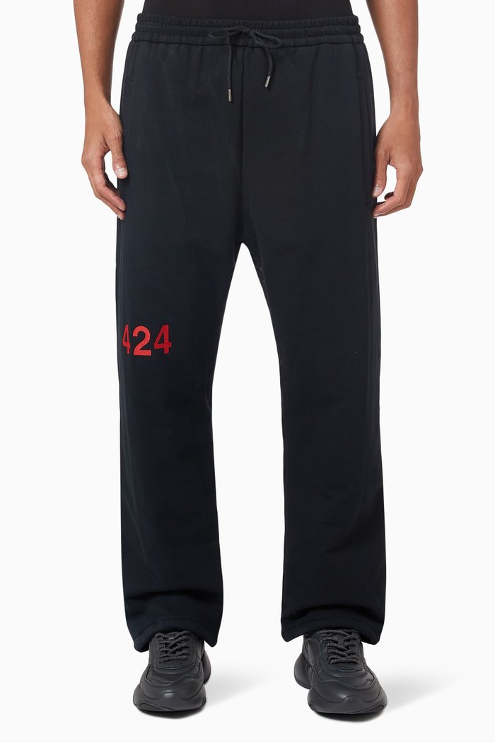 

Logo Embroidered Sweatpants in Terry Cotton, Black
