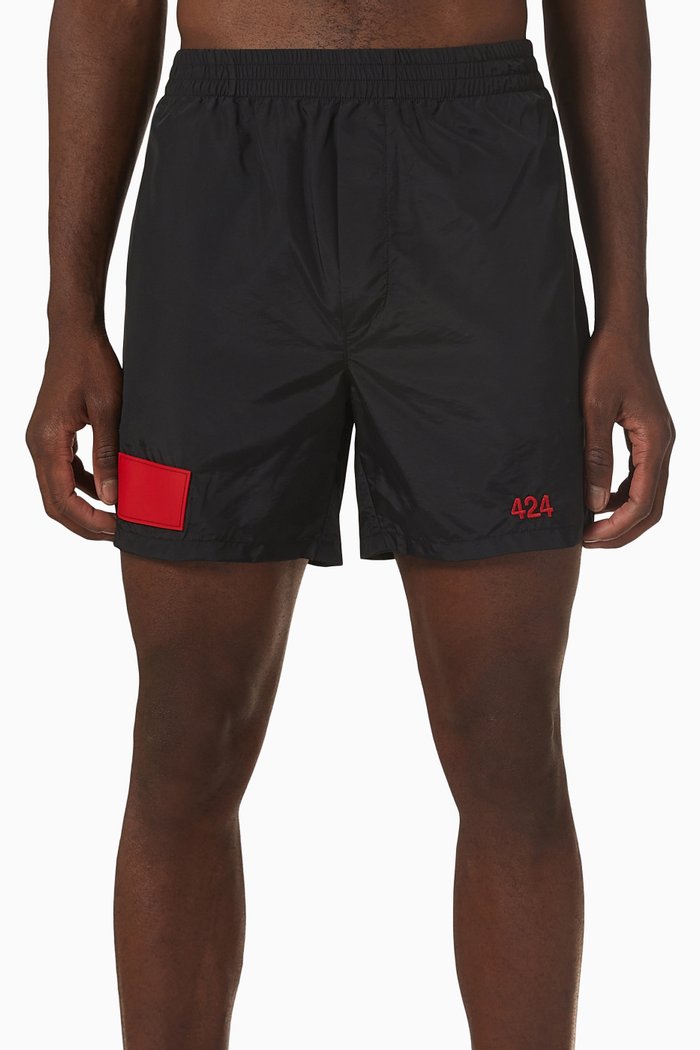 

Logo Patch Shorts in Nylon, Black