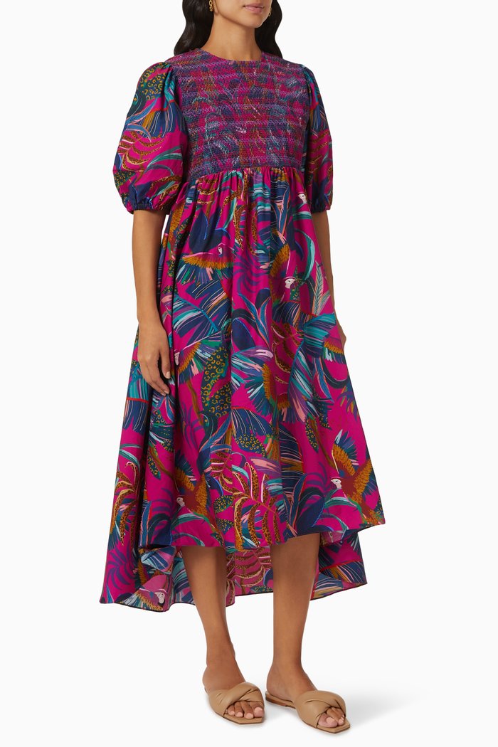 

Rainbow Macaw Midi Dress, Purple