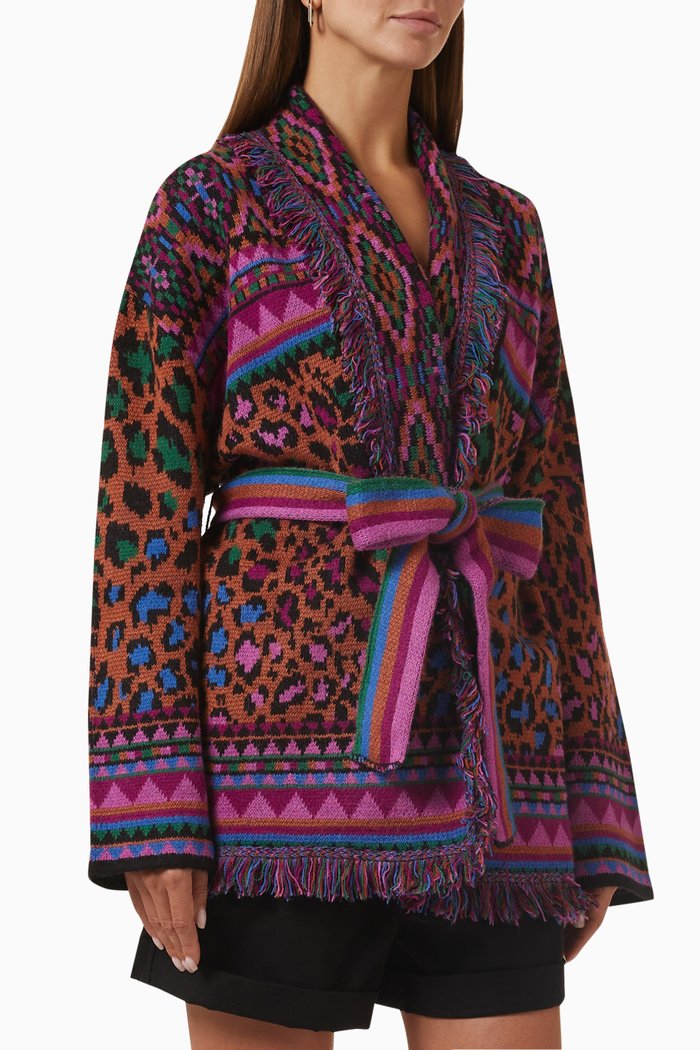 

Ainika Tapestry Cardigan in Cotton-knit, Red