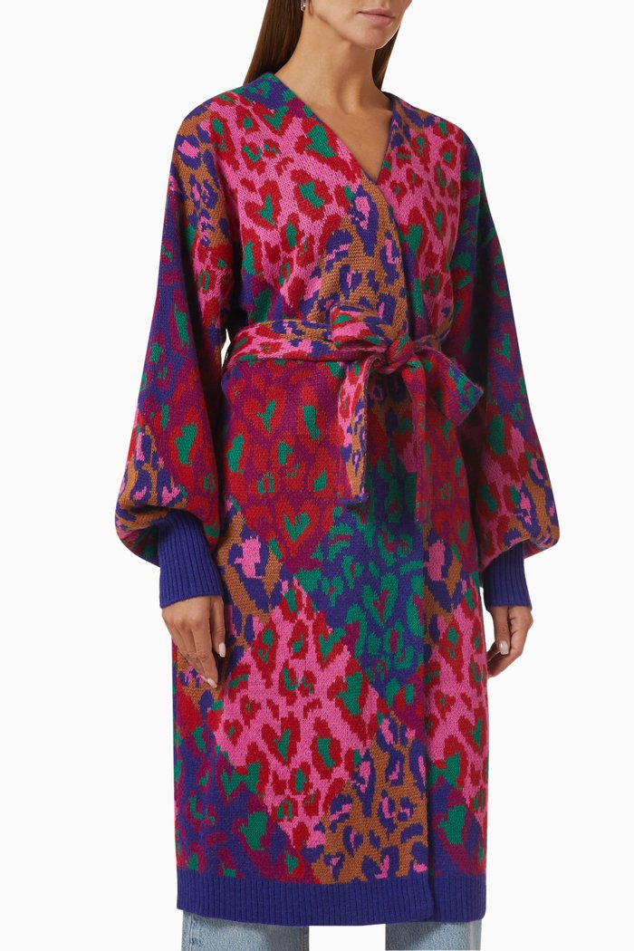 

Mixed Leopard Pop Oversized Cardigan in Knit, Multicolour