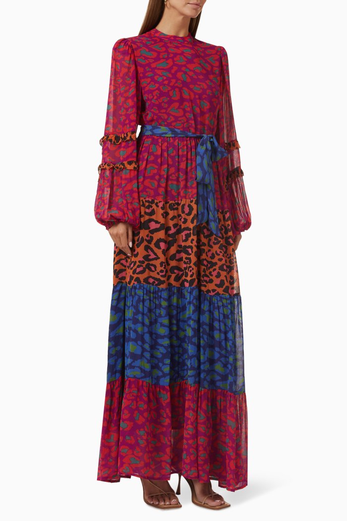 

Mixed Leopard Pop Maxi Dress in Viscose, Multicolour