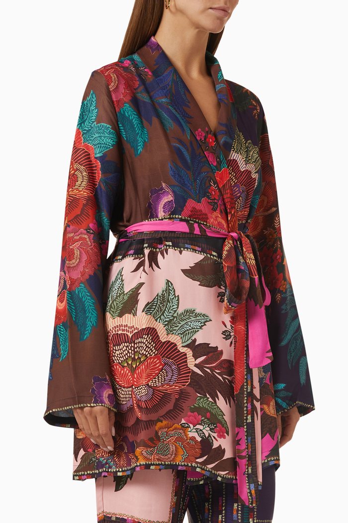 

Flower Scarves Kimono in Viscose, Multicolour