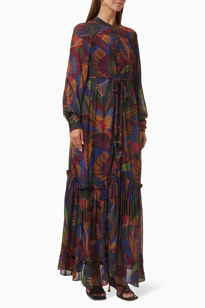 

Dotted Macaws Maxi Dress in Viscose, Multicolour