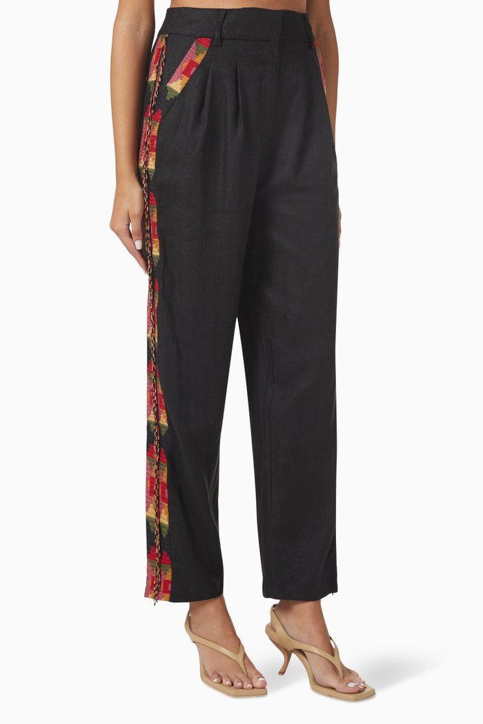 

Carrot Tailored Pants in Linen, Black