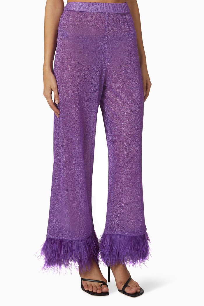 Lumiere Plumage Pants in Stretch Lurex, Purple