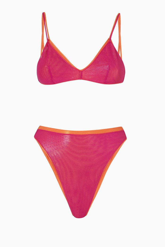 

Double 90s Bikini Set in Metallic Lamé, Pink