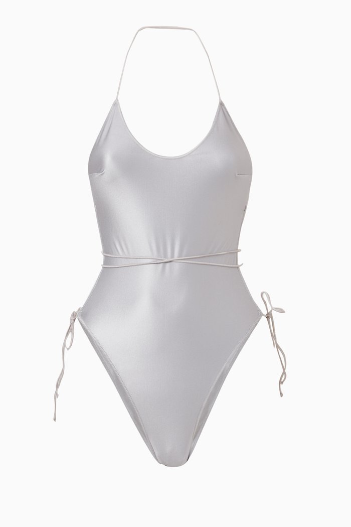 

Glow Lace Maillot Swimsuit in Nylon, Silver