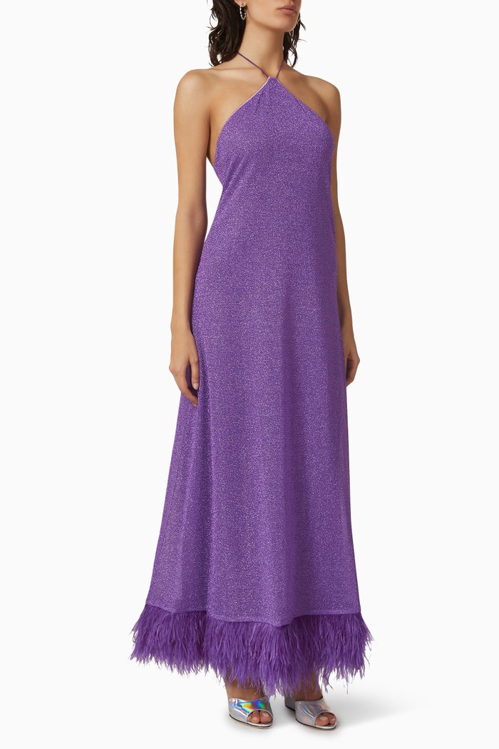 

Lumiere Plumage Dress in Stretch Lurex, Purple