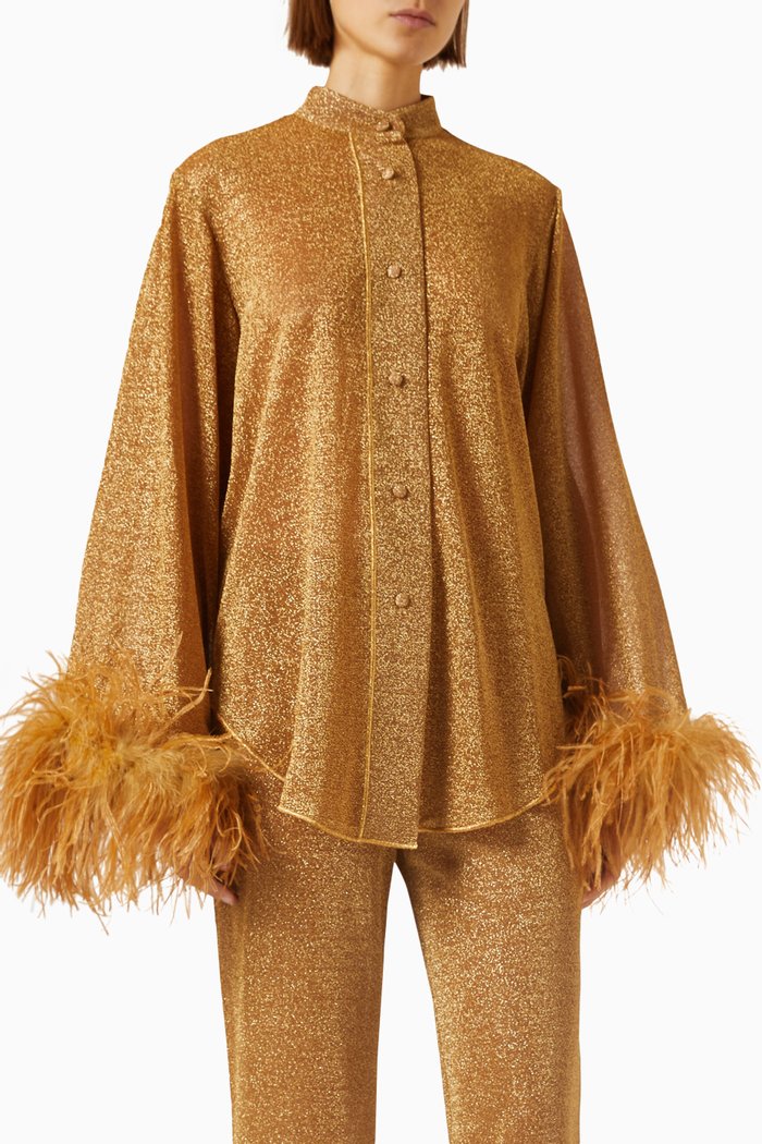 

Lumiere Shirt in Metallic Nylon, Brown
