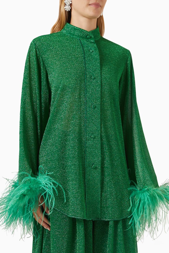 Lumiere Shirt in Metallic Nylon, Green