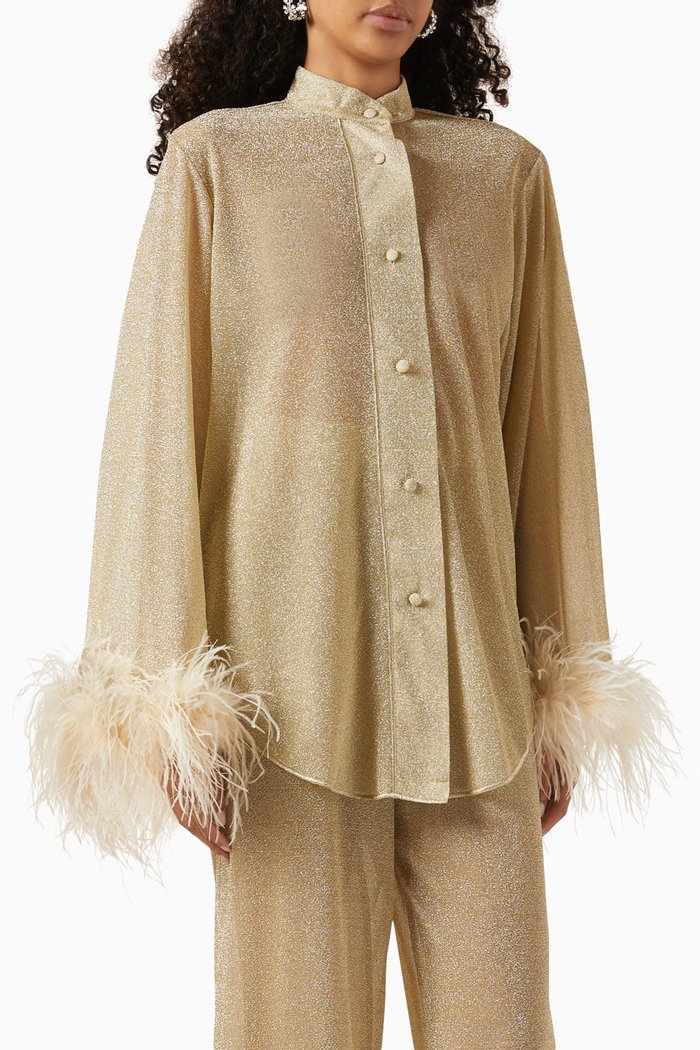 

Lumiere Shirt in Metallic Nylon, Gold