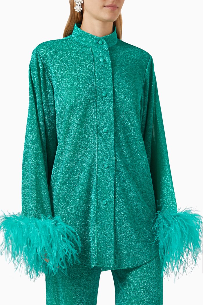 

Lumiere Shirt in Metallic Nylon, Blue