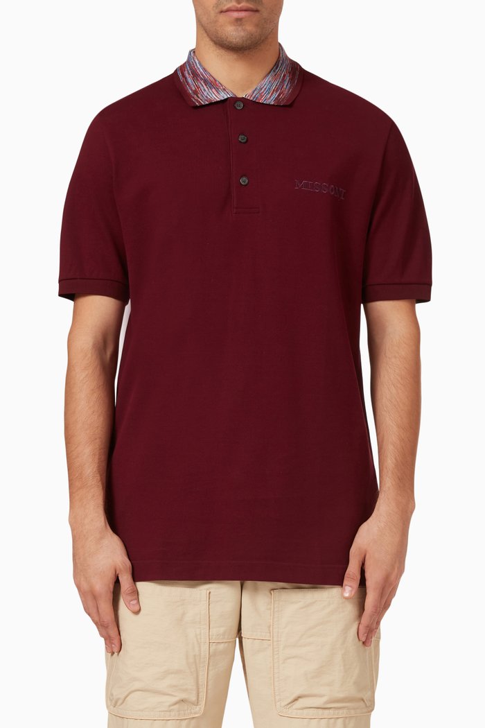 

Embroidered Logo Polo in Cotton, Red