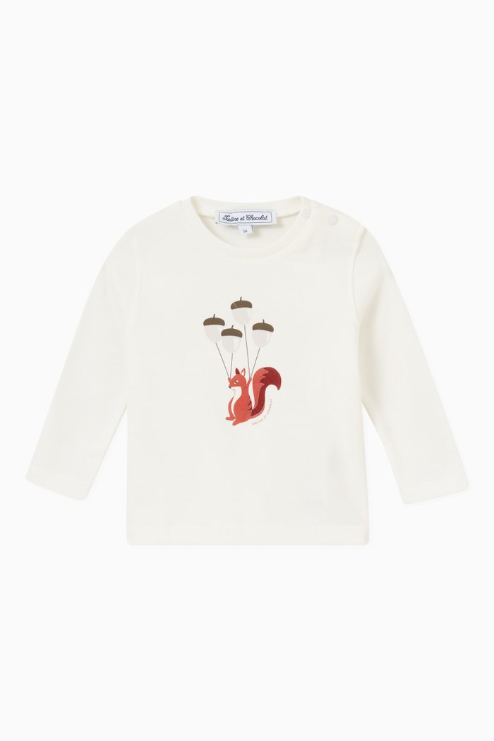 

Graphic Print T-shirt in Cotton, Grey