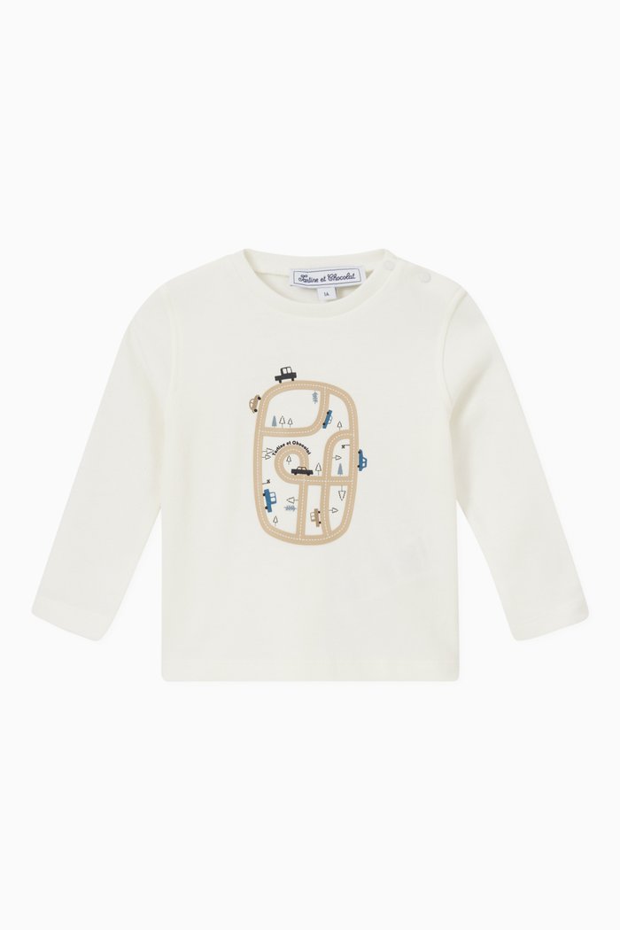 

Graphic Print T-shirt in Cotton, Blue