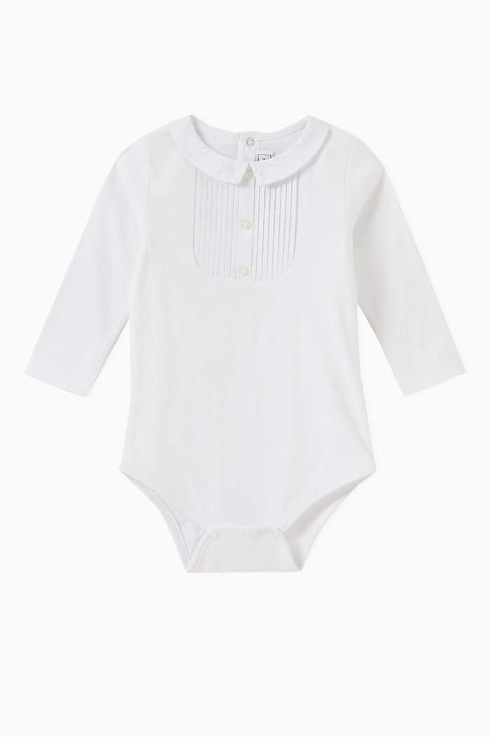 

Peter Pan collar Bodysuit in Cotton, White