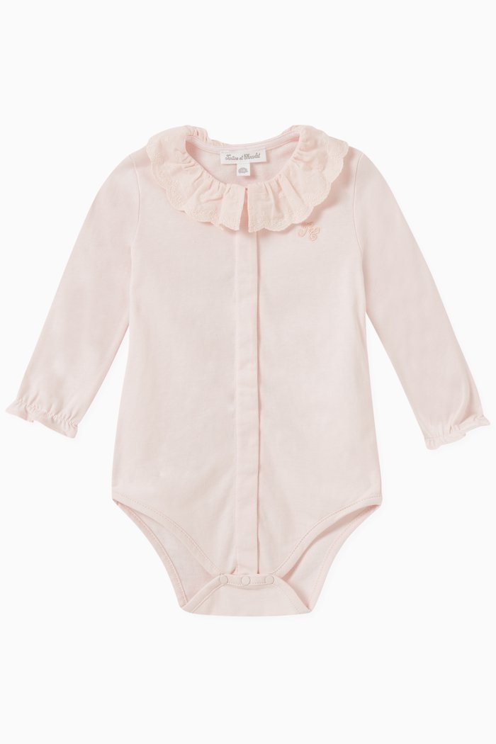 

Ruffles Bodysuit in Cotton, Pink