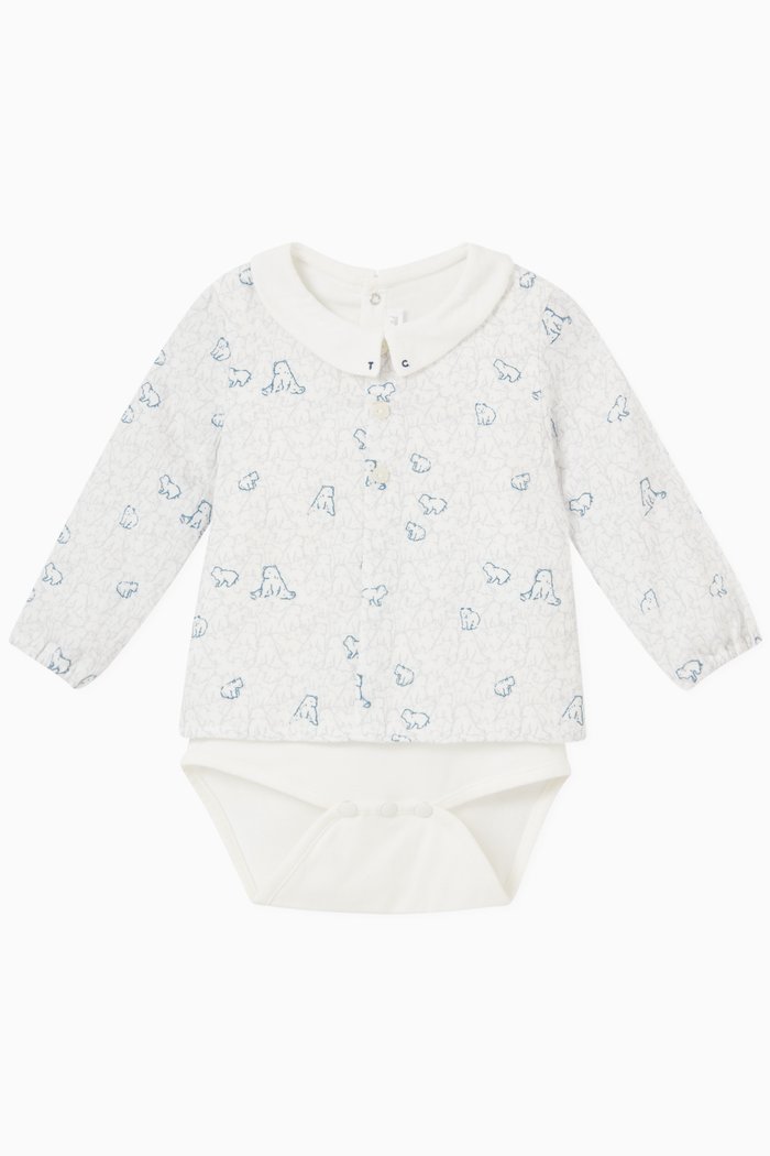 

Printed Bodysuit in Cotton, Neutral