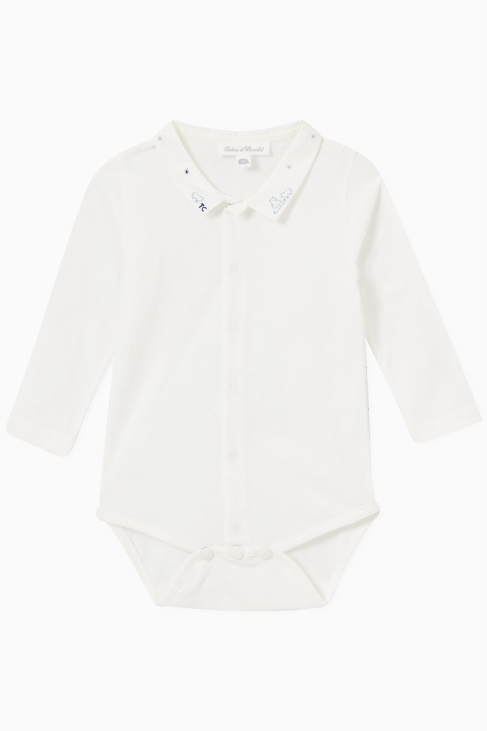 Collar Bodysuit in Cotton, Neutral
