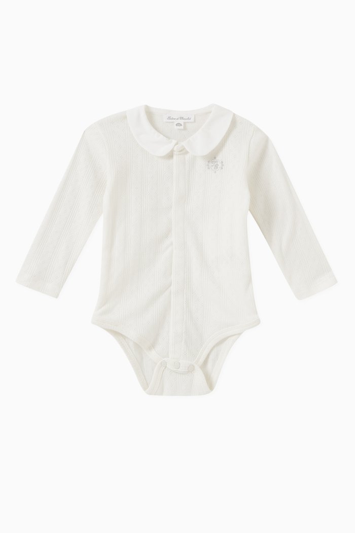 

Logo Embroidered Bodysuit in Organic Cotton, Neutral