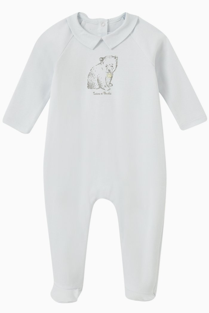 

Polar Bear Sleepsuit in Cotton, Blue