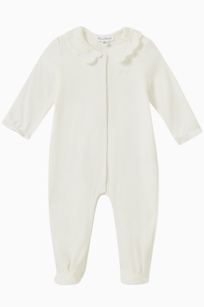 

Plain Collar Sleepsuit in Cotton, Neutral