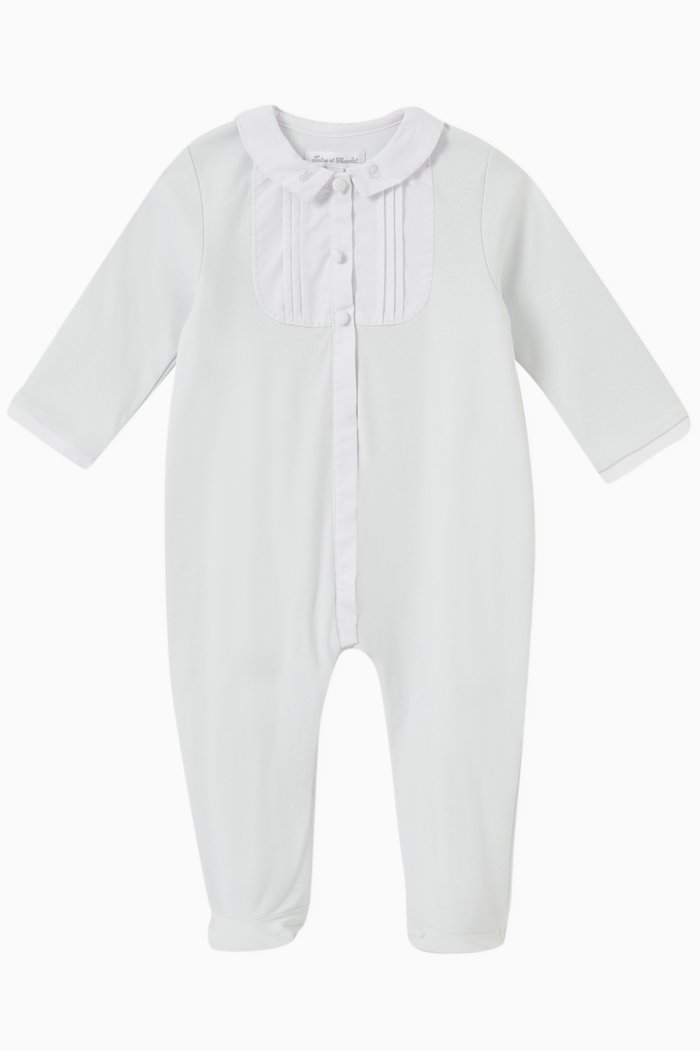 

Plain Collar Sleepsuit in Cotton, Blue
