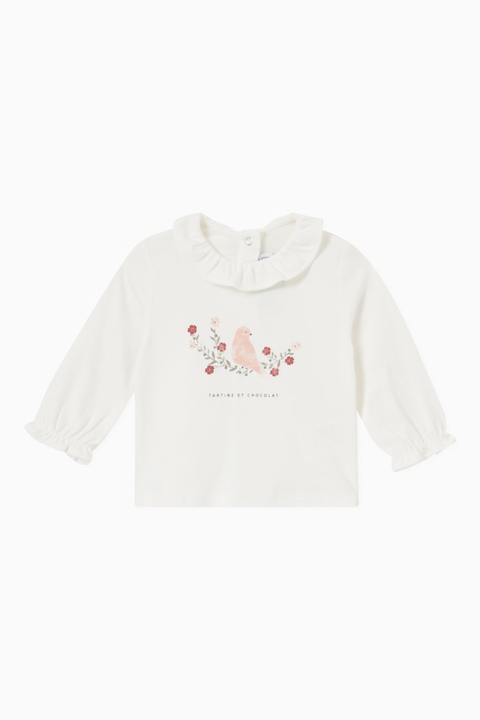 

Ruffles T-shirt in Cotton Blend, Brown