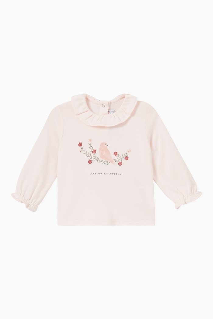

Ruffles T-shirt in Cotton Blend, Pink