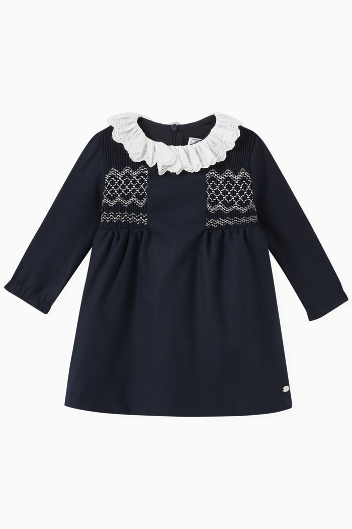 

Hand-embroidered Smocked Dress, Blue