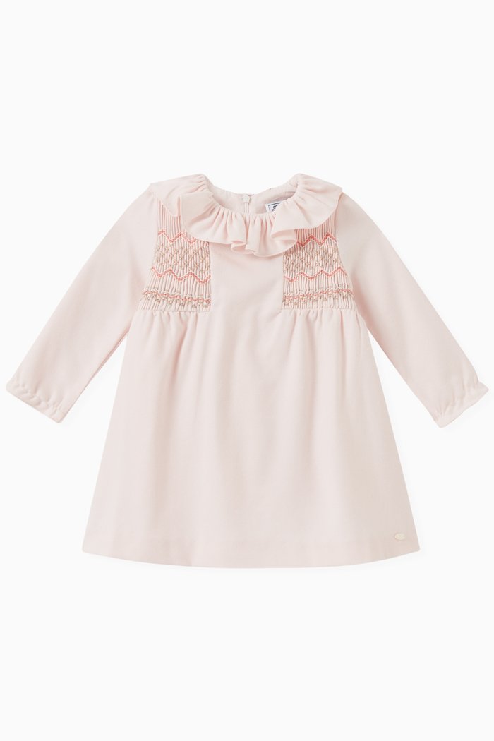 

Hand-embroidered Smocked Dress, Pink