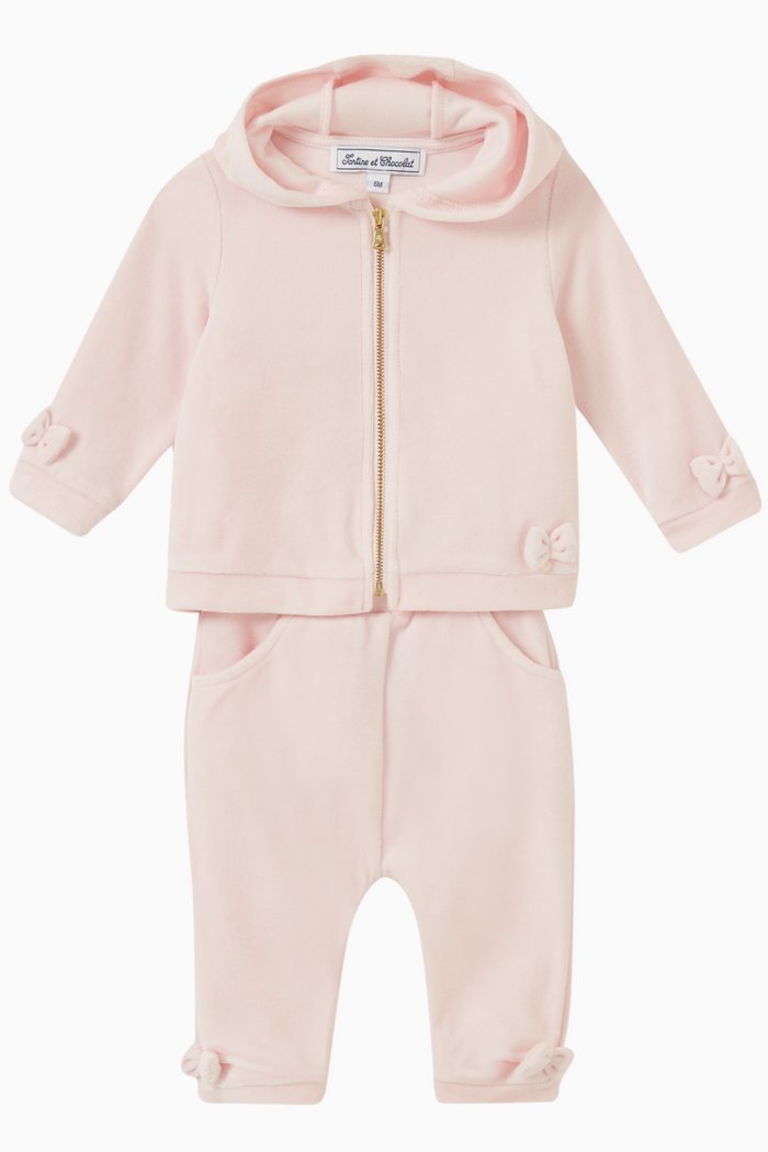 

Bow Tracksuit Set in Cotton, Pink