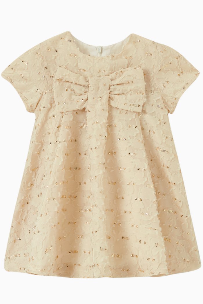 

Bow Printed Dress in Viscose, Neutral