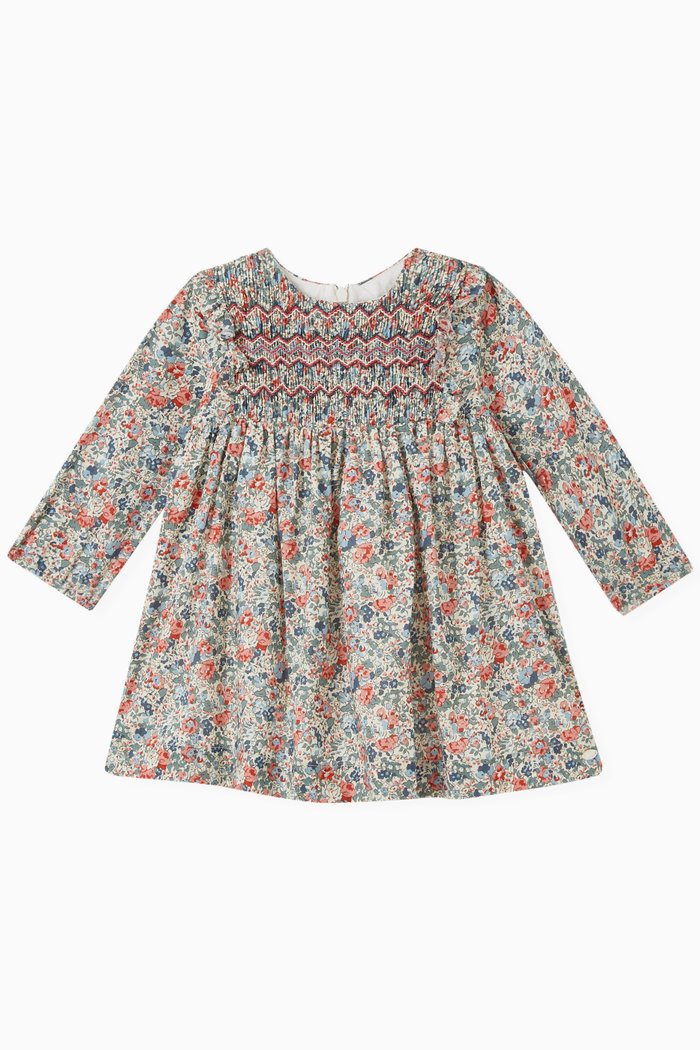 

Liberty-print Floral Smocked Dress in Cotton, Multicolour