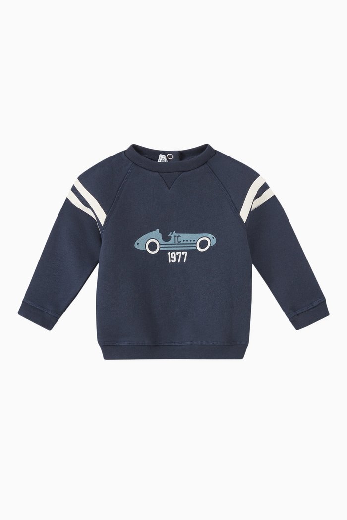 

Car-print Graphic Sweatshirt in Cotton-fleece, Blue