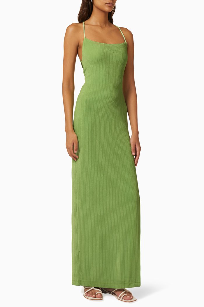 

Equinox Square-neck Maxi Dress, Green