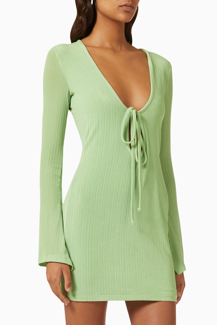 

Equinox Tie-up Mini Dress, Green