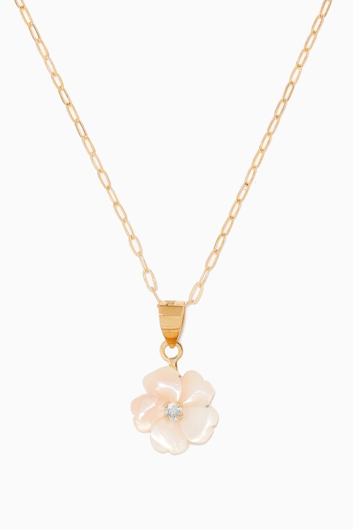 

Floral Mother-of-Pearl Diamond Pendant in 18kt Yellow Gold