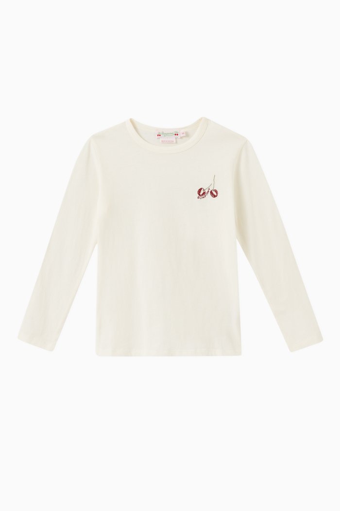 

Cherry Long-sleeved T-shirt in Organic-cotton, White