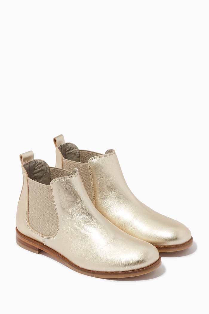 

Lamé Chelsea Boots in Calfskin, Gold