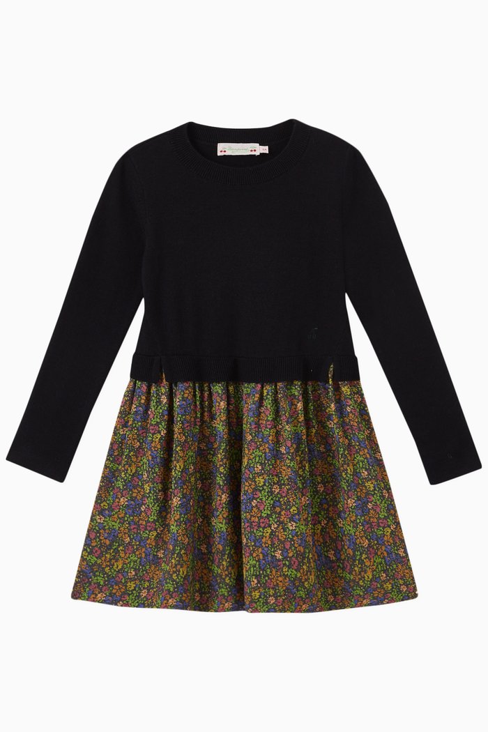 

Floral Dress in Wool, Blue