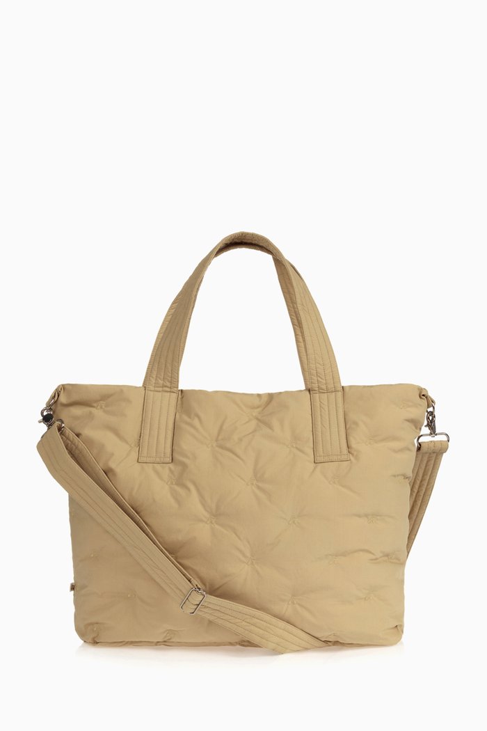 

Changing Bag in Cherry-embroidered Quilted Cotton, Neutral