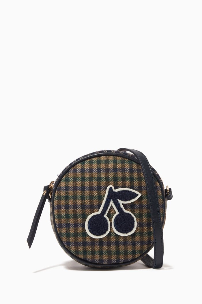 

Cherry Checked Crossbody Bag in Wool, Neutral
